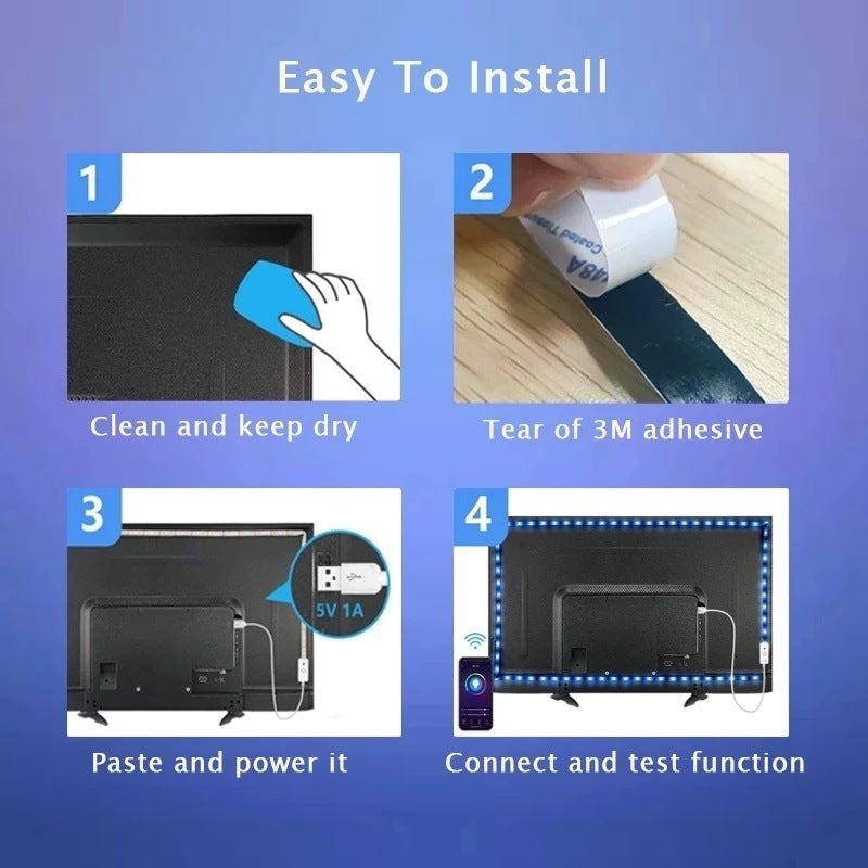 Tiras de luces LED RGB inteligentes con control remoto y aplicación: transforma tu habitación al instante.