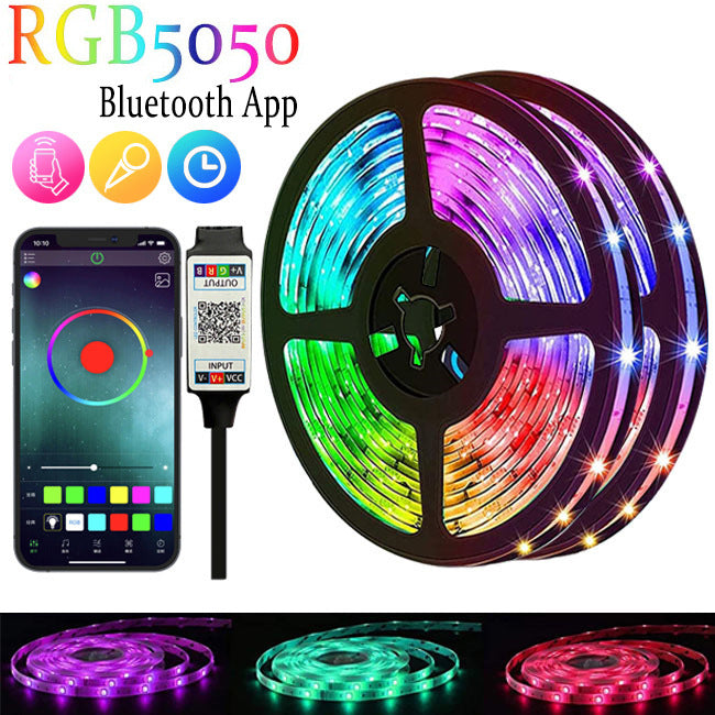 Tiras de luces LED RGB inteligentes con control remoto y aplicación: transforma tu habitación al instante.
