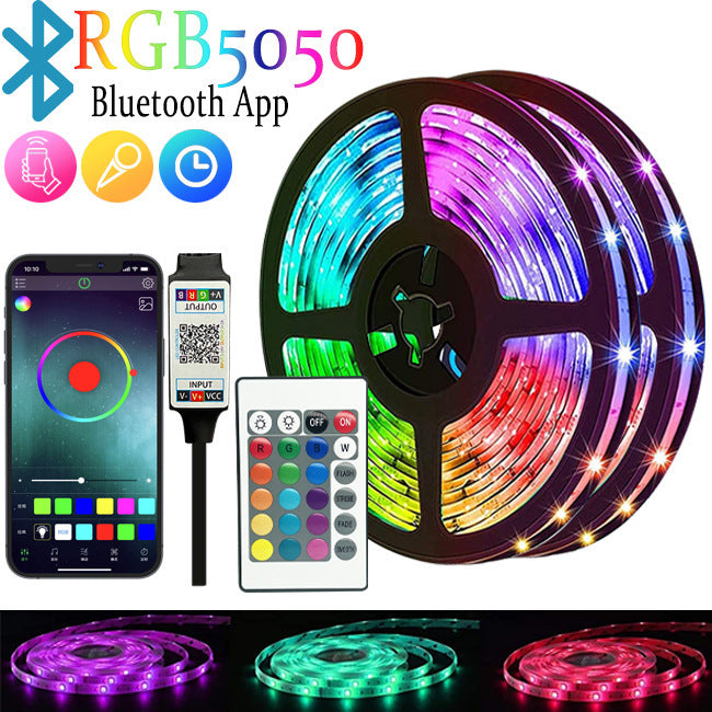Tiras de luces LED RGB inteligentes con control remoto y aplicación: transforma tu habitación al instante.